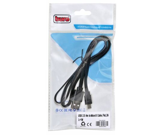  Дата-кабель Buro BHP MicroUSB 1M FLAT micro плоский 1м черный 