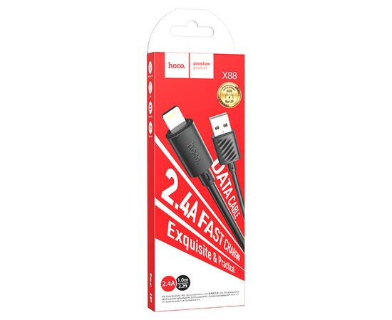  Дата-кабель HOCO X88 Gratified charging data cable for Lightning, 1м (черный) 