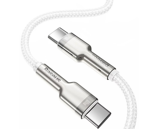  Дата-кабель Baseus Cafule Series Metal Data Cable Type-C to Type-C 100W 1m White 