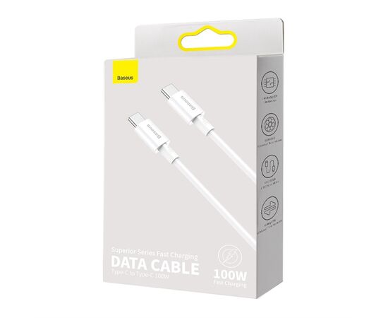  Дата-кабель Baseus Superior (CATYS-C02) Fast Charging Type-C to Type-C 100W 2m White 