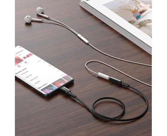  Дата-кабель Acefast C1-07 USB-C to 3.5mm aluminum  (черный) 