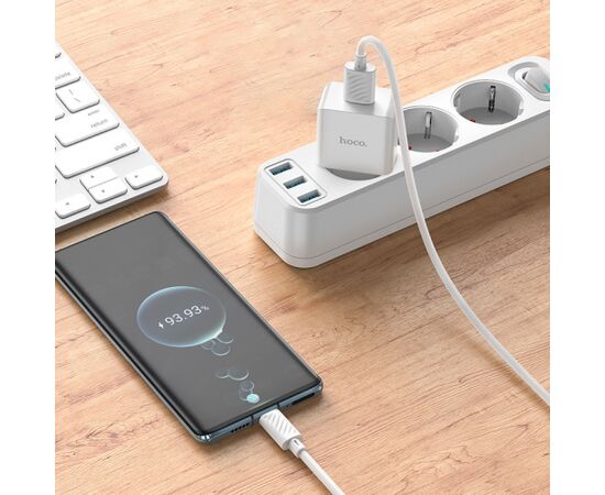  СЗУ HOCO C106A Leisure, 1USB + Type-C (EU) (белый) 