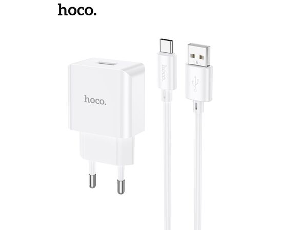  СЗУ HOCO C106A Leisure, 1USB + Type-C (EU) (белый) 