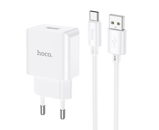  СЗУ HOCO C106A Leisure, 1USB + Type-C (EU) (белый) 