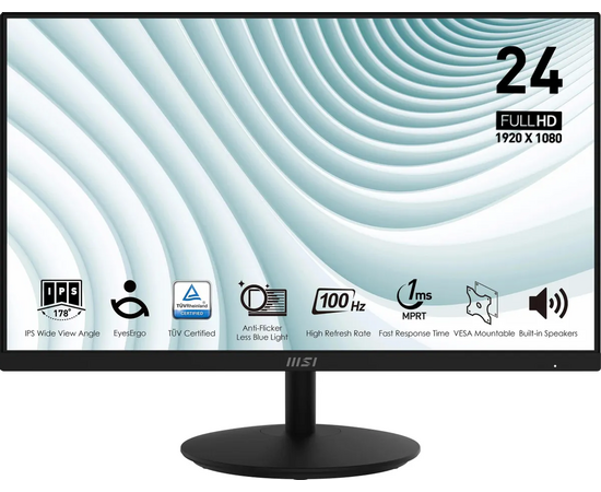  Монитор MSI Pro MP242A (9S6-3PA1CT-205) 1920x1080 черный IPS, 100 Гц 