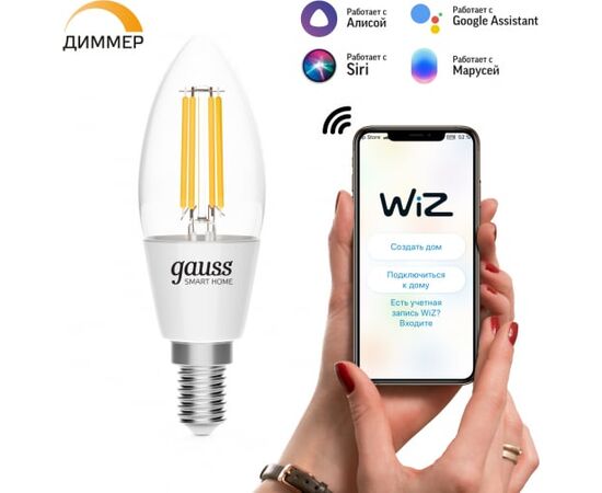  Умная лампа Gauss Smart Home C35 (1230112) E14 4.5Вт 495lm 