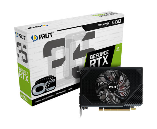  Видеокарта Palit RTX3050 Stormx OC (NE63050S18JE-1070F/1072F) Nvidia GeForce RTX 3050 PCI-E 4.0 6Gb 96bit GDDR6 1042/14000 DVIx1 HDMIx1 DPx1 HDCP Ret 