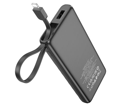  Внешний аккумулятор 5000mAh 1USB+Type-C 2.0A с LED-индикатором, кабель Lightning 8-pin Hoco j129 (Black) 