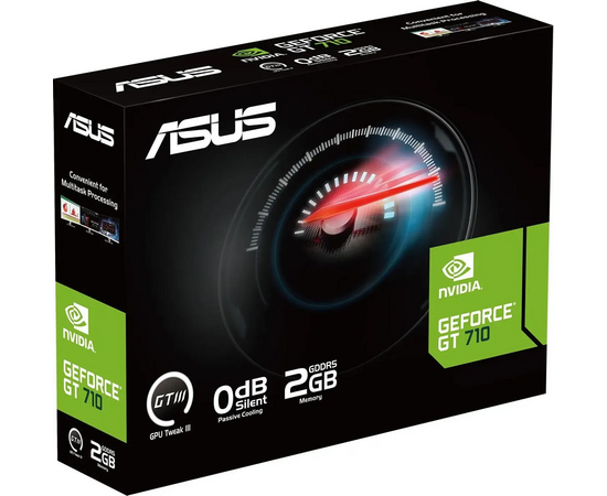  Видеокарта Asus Nvidia GeForce GT 710 2Gb (GT710-SL-2GD5-BRK-Evo) PCI-E 64bit GDDR5 954/5012 DVIx1 HDMIx1 CRTx1 HDCP Ret low profile 