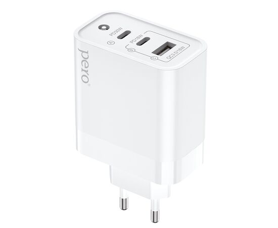  СЗУ PERO TC14 USB-A QC3.0 + USB-C PD + USB-C PD, 48W белый 