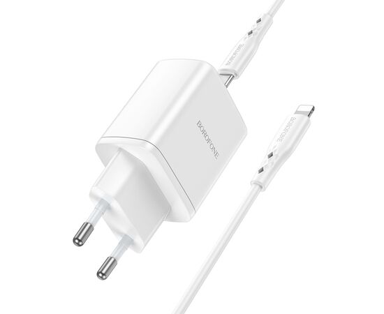  Сетевое зарядное устройство BOROFONE BN9 Reacher 2xUSB-C с Кабелем Type-C - Lightning, 35W, белый 
