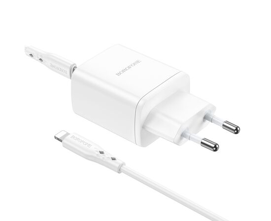  Сетевое зарядное устройство BOROFONE BN9 Reacher 2xUSB-C с Кабелем Type-C - Lightning, 35W, белый 