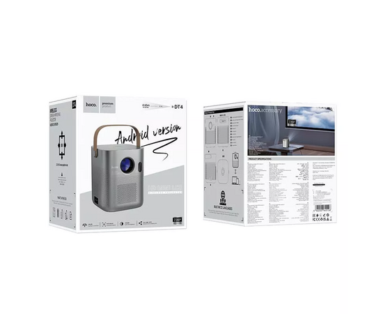  Проектор HOCO DT4 Smart full autofocus projector(720P Android version) (металлический серый) 