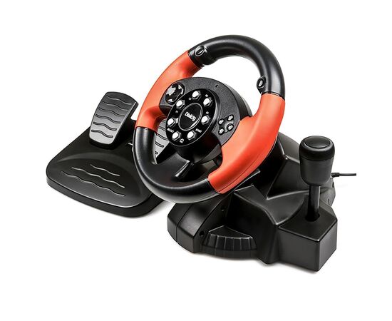  Игровой руль Dialog GW-125VR E-Racer - эф.вибрации, 2 педали, рычаг ПП, PC USB (115119) 