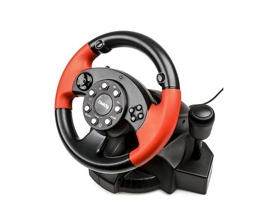  Игровой руль Dialog GW-125VR E-Racer - эф.вибрации, 2 педали, рычаг ПП, PC USB (115119) 