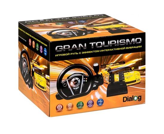  Игровой руль Dialog GW-135VR Gran Tourismo - эф.вибрации, 2 педали, рычаг ПП, PC USB(116932) 