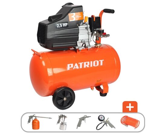  Компрессор поршневой Patriot EURO 50-260K (525306316) масляный 260л/мин 50л 1800Вт оранжевый 