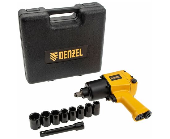  Ударный пневмогайковерт Denzel IW860+набор головок, 1/2", 7000 об/мин, 868 Нм 
