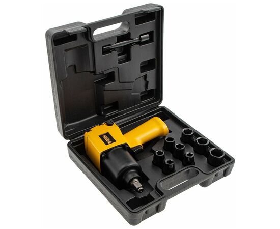  Ударный пневмогайковерт Denzel IW860+набор головок, 1/2", 7000 об/мин, 868 Нм 