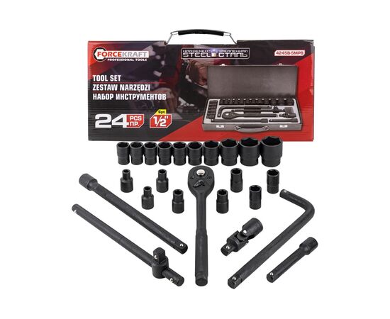  Набор инструментов Forcekraft FK-4245B-5MPB (57604) 24пр. 1/2" (6гр) 