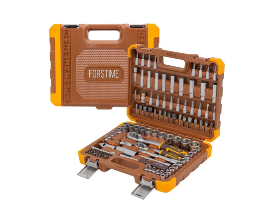  Набор инструментов FORSTIME FT-41082-5DS (57355) в пластиковом кейсе (108 предметов) 1/4", 3/8" 