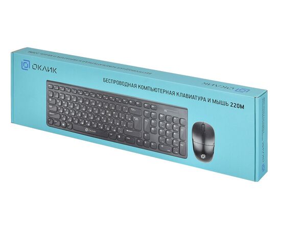  Клавиатура + мышь Oklick 220M клав:черный мышь:черный USB беспроводная slim Multimedia 