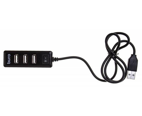  Разветвитель USB 2.0 Buro BU-HUB4-0.5L-U2.0 4порт. черный 