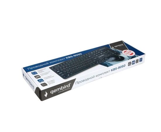  Комплект клавиатура+мышь проводные Gembird KBS-9050, черн.,104кл, 3кн., каб.1.5м 
