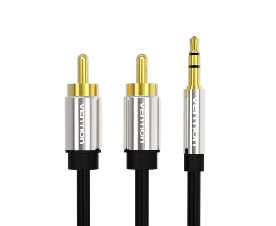  Кабель аудио Vention P550AC200-S Jack 3,5 mm M/2RCA M 2м черный 