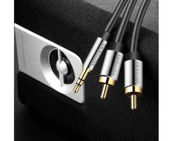  Кабель аудио Vention P550AC200-S Jack 3,5 mm M/2RCA M 2м черный 