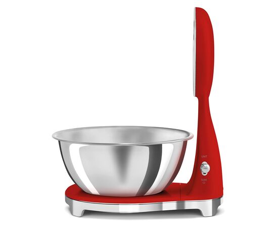  Весы кухонные SMEG KSF01RDWW аналоговый/цифровой дисплей, выбор единицы измерения, максимальный 5кг, шаг 1г, красный 