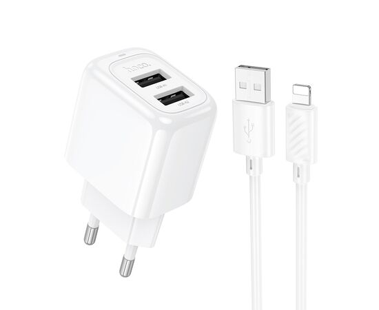  СЗУ 2USB 2.4A для Lightning Hoco CS51A 1м (White) 