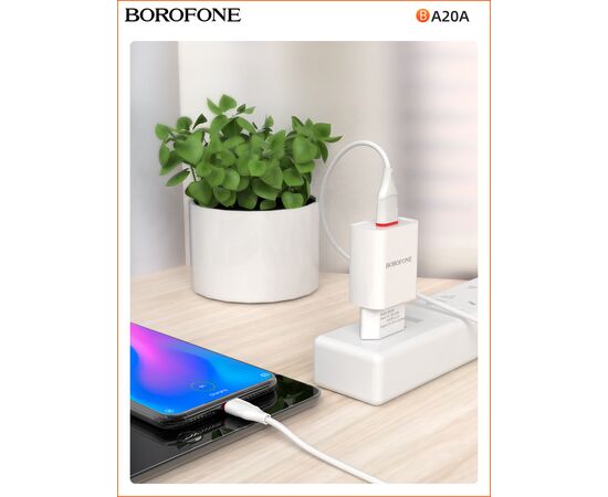  СЗУ BOROFONE BA20A Sharp 1USB, 5V, 2,1A + Micro (белый) 