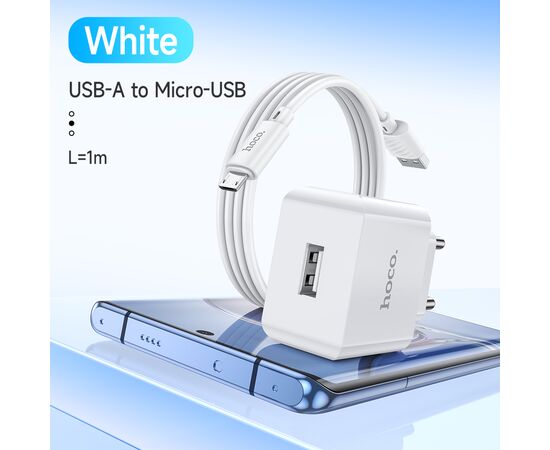  СЗУ HOCO C106A Leisure, 1USB + Micro (EU) (белый) 