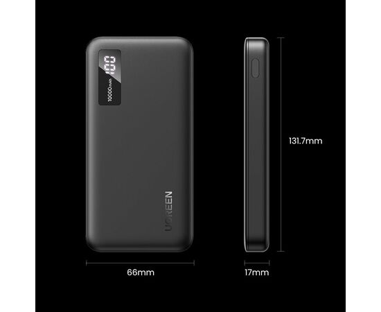  Внешний аккумулятор UGREEN PB311 (25742) 10000mAh Mini Quick Charging 20W Power Bank Black 