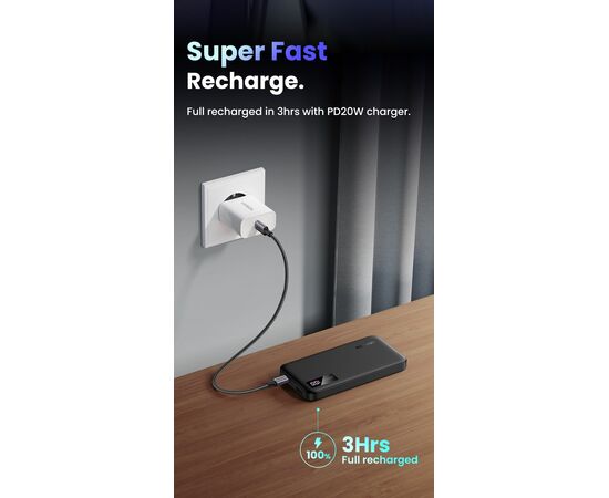  Внешний аккумулятор UGREEN PB311 (25742) 10000mAh Mini Quick Charging 20W Power Bank Black 