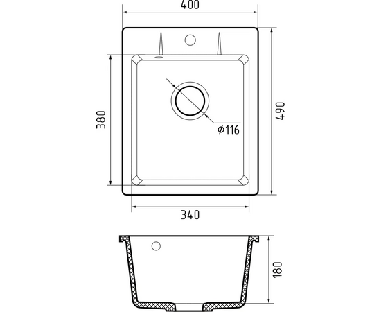  Кухонная мойка GRANFEST Urban 240 black 