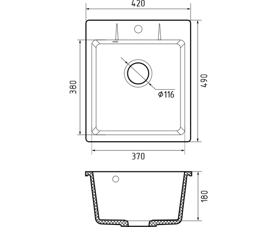  Кухонная мойка GRANFEST Urban 242 gray 