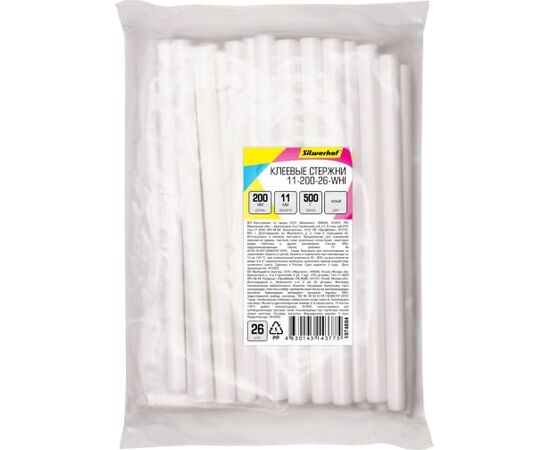  Cтержни клеевые для клеев. пистолета Silwerhof 11-200-26-WHI L-200мм D11мм белый 26шт 