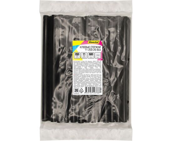  Cтержни клеевые для клеев. пистолета Silwerhof 11-200-26-BLA L-200мм D11мм черный 26шт 