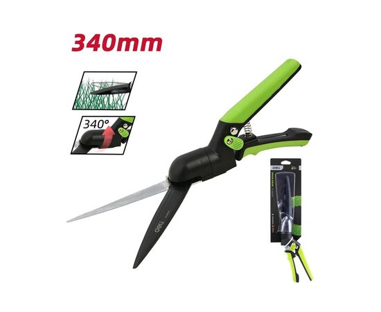  Ножницы газонные Deli DL580351 340мм, тефлоновое покрытие, сталь SK5, возвратная пружина, противоскользящие рукоятки 