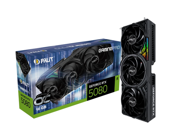  Видеокарта Palit RTX5080 GamingPro OC 16GB (NE75080S19T2-GB2031A) GDDR7 256bit 3xDP HDMI 3Fan RTL 
