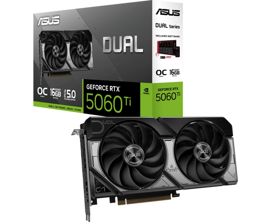  Видеокарта ASUS GeForce RTX 5060 Ti 16GB GDDR7 Dual OC Edition (Dual-RTX5060TI-O16G) (90YV0MH0-M0NA00) 
