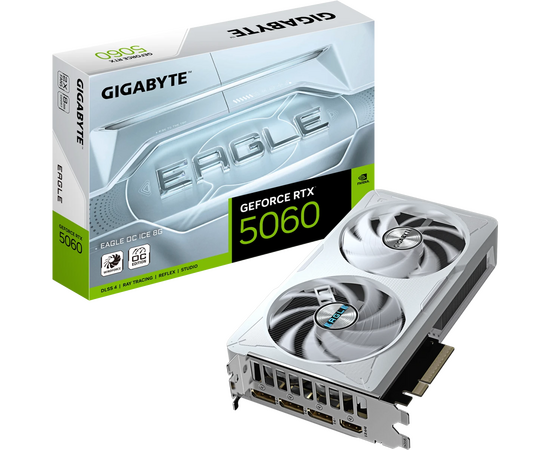  Видеокарта Gigabyte RTX5060 Eagle OC Ice 8GB (GV-N5060EAGLEOC ICE-8GD) GDDR7 128bit 3xDP HDMI 3Fan RTL 