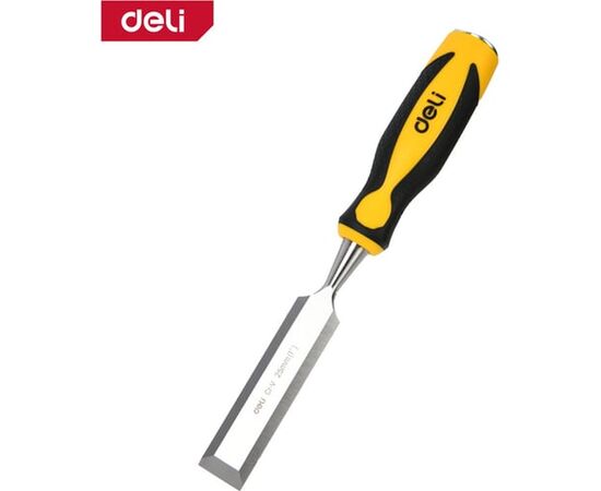  Стамеска плоская Deli DL6225-E1 ширина 25мм, длина 140мм, CrV, прорезиненная рукоять 