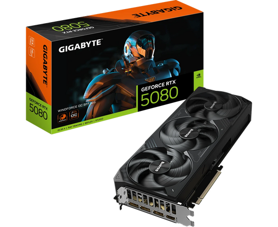  Видеокарта Gigabyte RTX5080 Windforce OC SFF 16GB (GV-N5080WF3OC-16GD) GDDR7 256bit 3xDP HDMI 3Fan RTL 