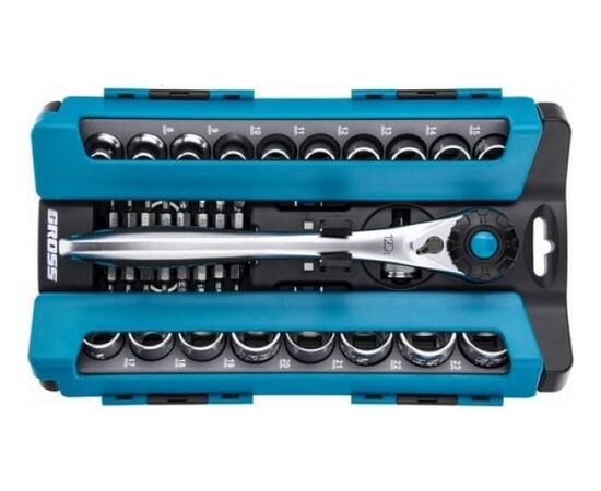  Набор торцевых головок Gross 14144 трещотка 120 зубьев 36 предметов 