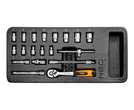  Торцевые головки NEO Tools 84-237 1/4, 19 шт. 