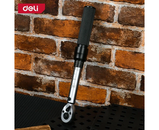  Ключ динамометрический Deli DL170025 предельный 5-25Нм, 3/8", головка Cr-Mo, 72 зуба, точность +/- 3проц., противоскользящая рукоятка, кейс 