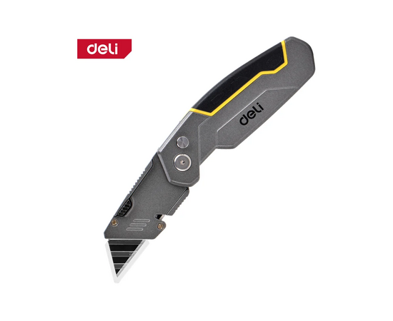  Нож строительный Deli DL006Z складной с Т-образным лезвием в комплекте 6 лезвий, сталь SK2, рукоятка из цинкового сплава 